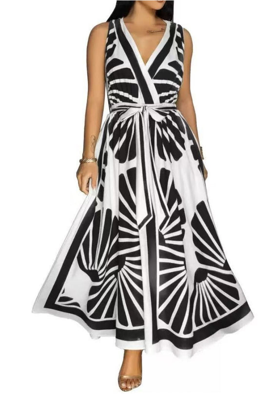 Graphic Grace Backless Dress