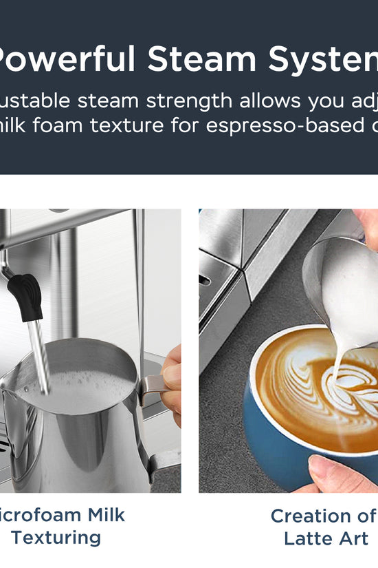 Geek Chef 20‑Bar Stainless Steel Espresso Machine with Built‑In Milk Frother – 1.8 L Home Coffee Maker for Lattes, Cappuccinos & Macchiatos